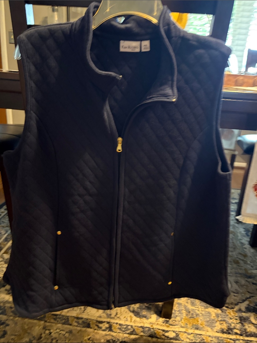 Kim Rogers Navy Quilted Zip-Front Vest